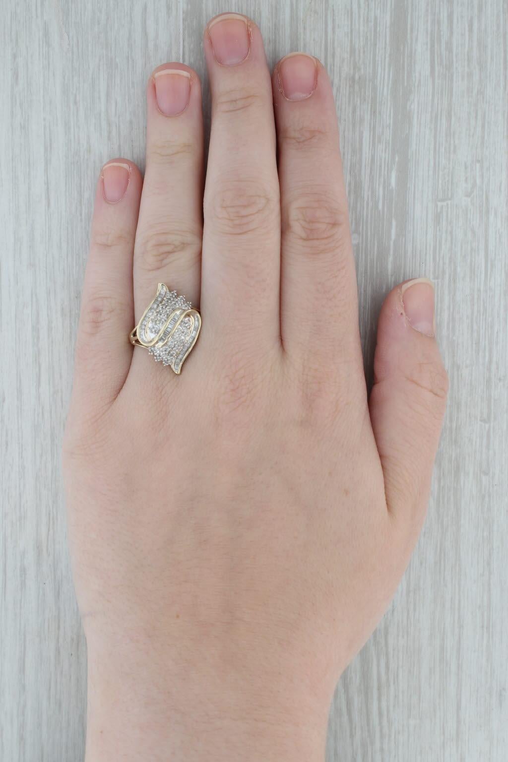 0,17 Karat Diamant-Cluster-Ring 10k Gelbgold Größe 9,5 (Baguetteschliff)