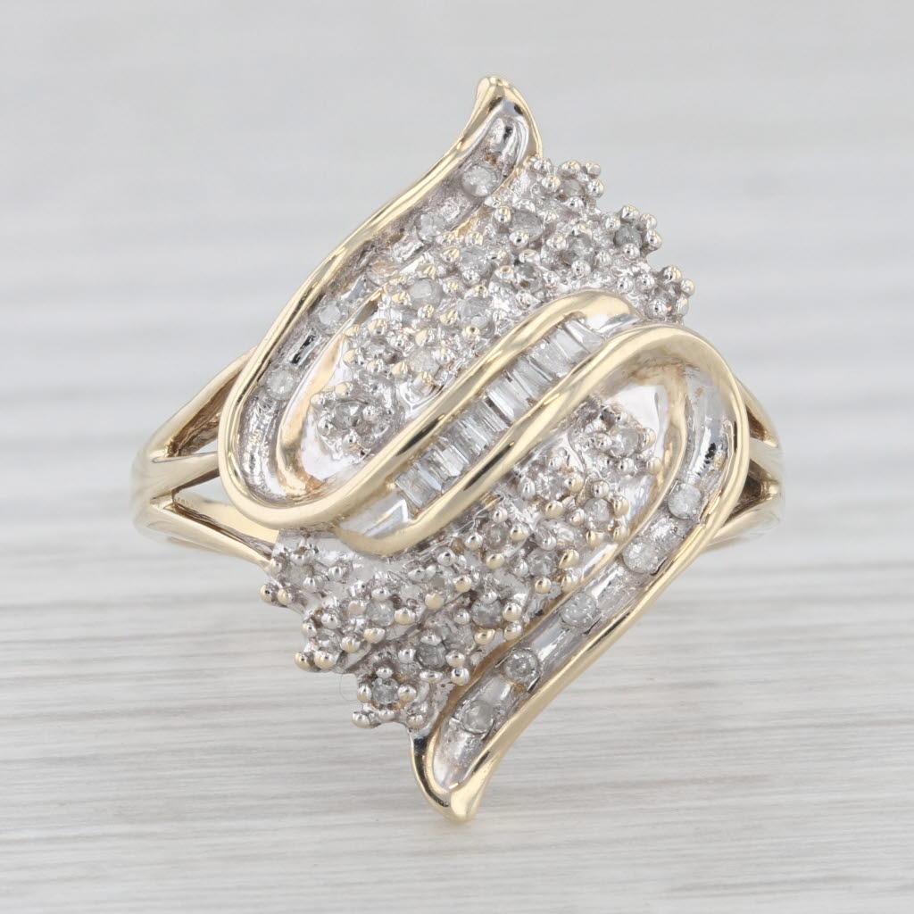 0,17 Karat Diamant-Cluster-Ring 10k Gelbgold Größe 9,5 1