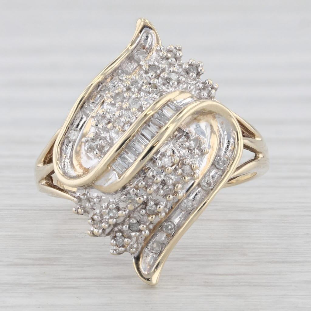 0,17 Karat Diamant-Cluster-Ring 10k Gelbgold Größe 9,5 4