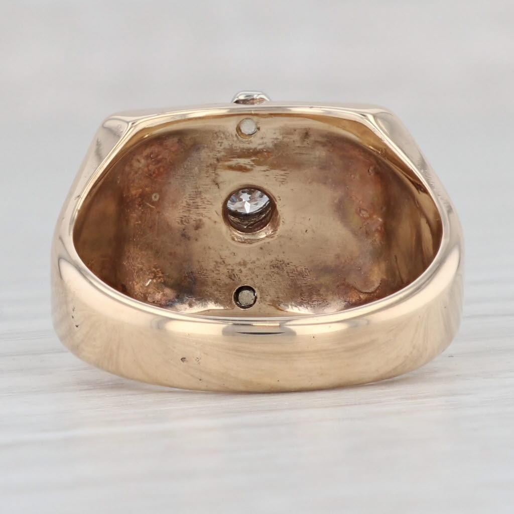 Men's 0.17ctw Diamond Masonic Ring 10k-14k Gold Blue Lodge Square Compass Signet