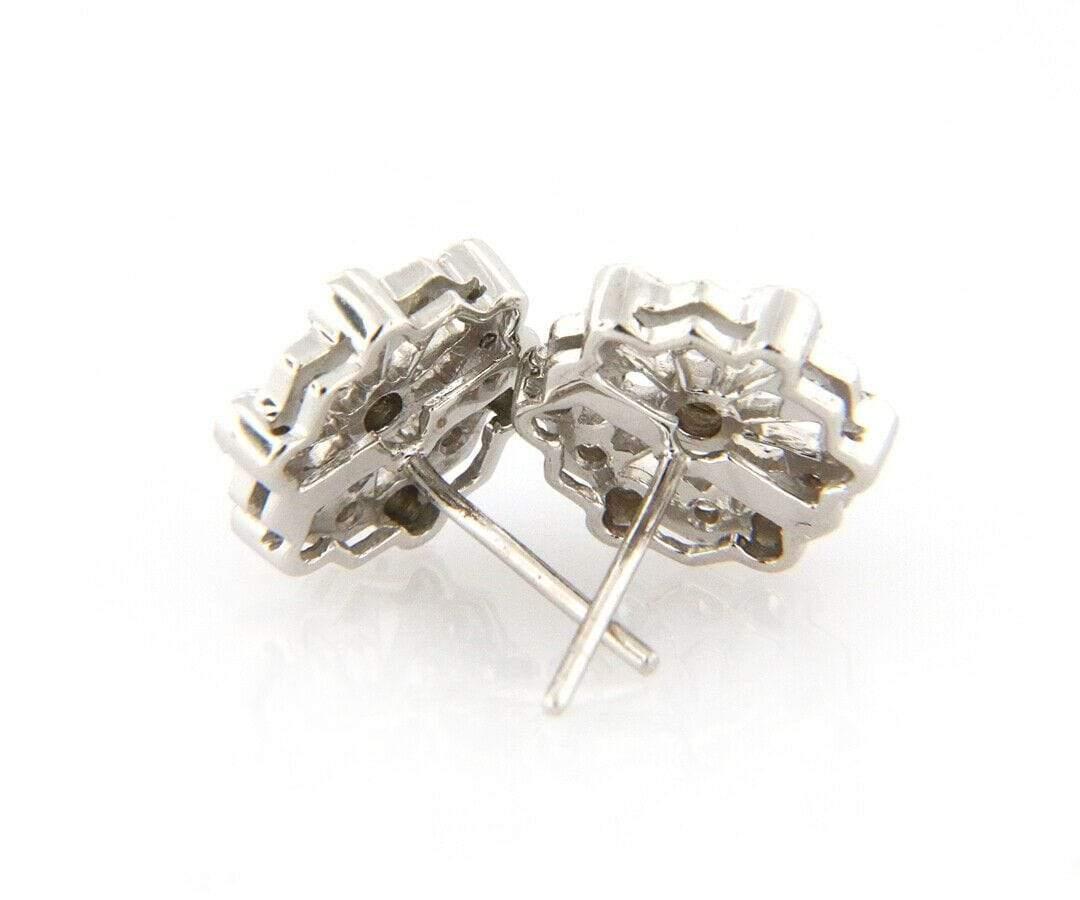 0.17ctw Diamond Snowflake Stud Earrings in 14K White Gold For Sale 1