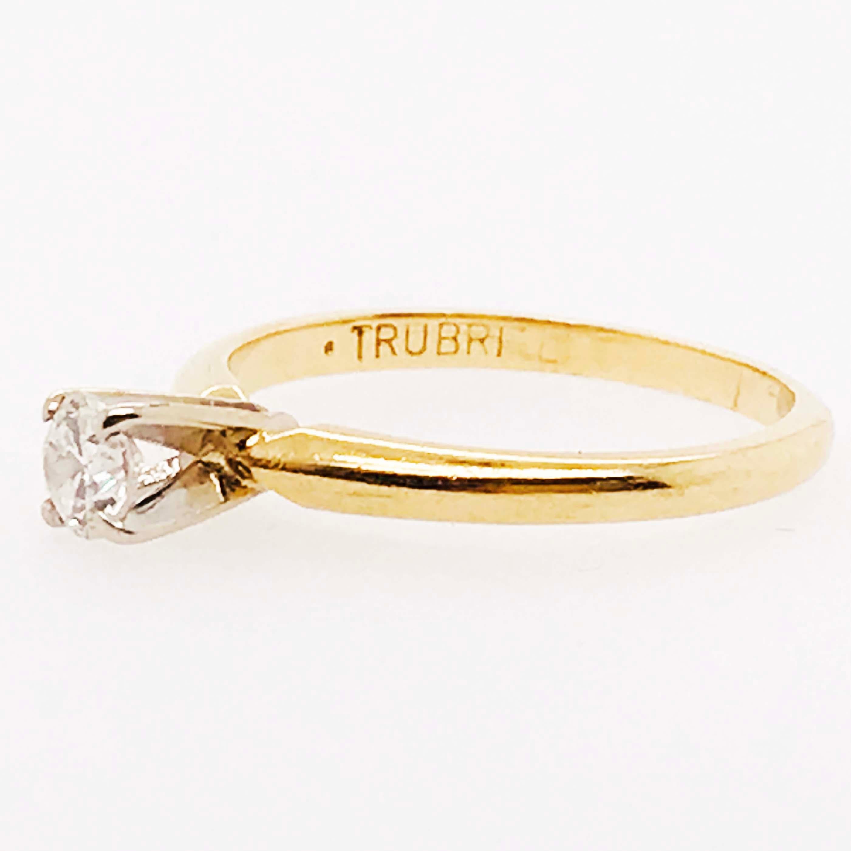 Contemporary Diamond Solitaire Ring, 0.18 Carat '1/5 Carat' Round Brilliant, 14 Karat Gold
