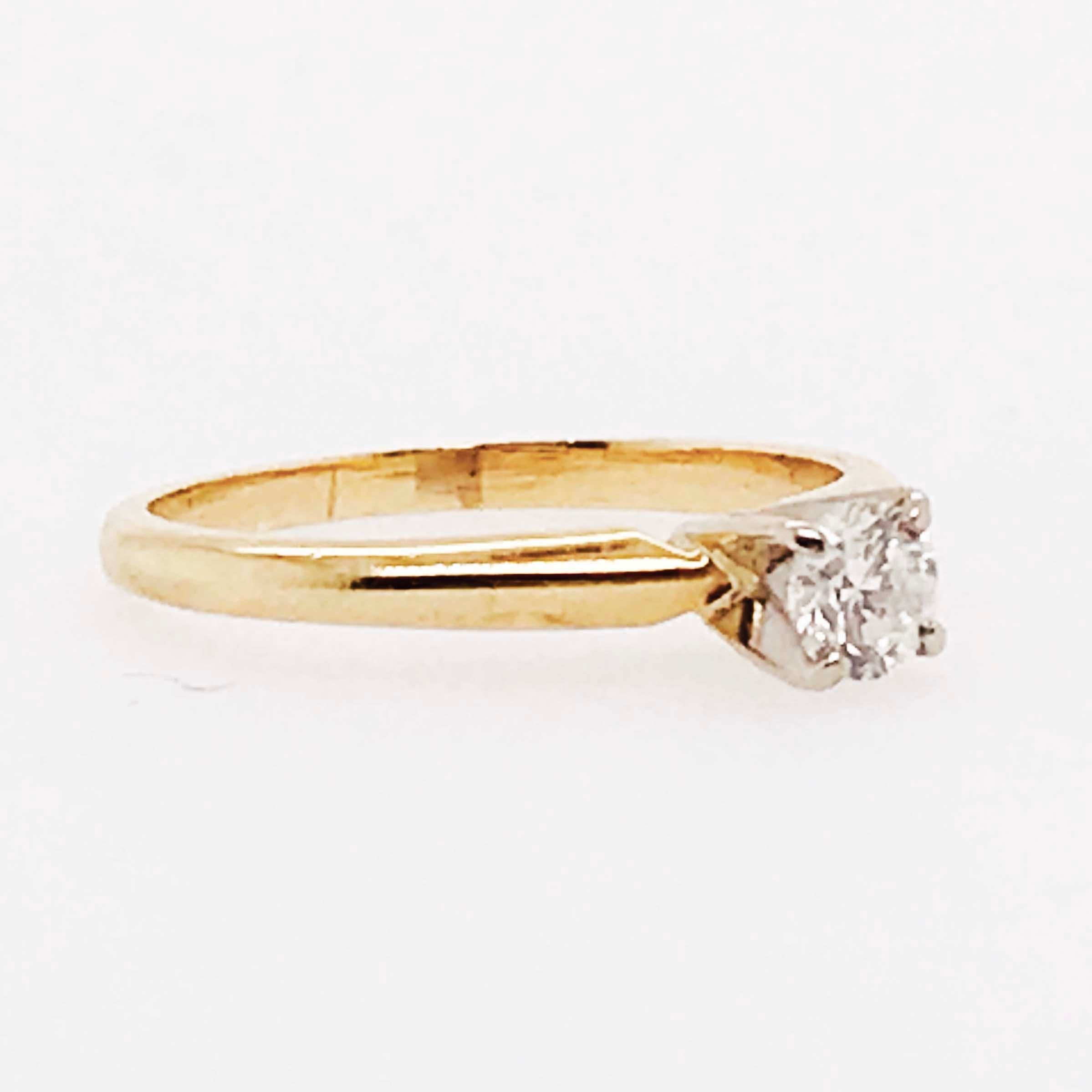 Round Cut Diamond Solitaire Ring, 0.18 Carat '1/5 Carat' Round Brilliant, 14 Karat Gold