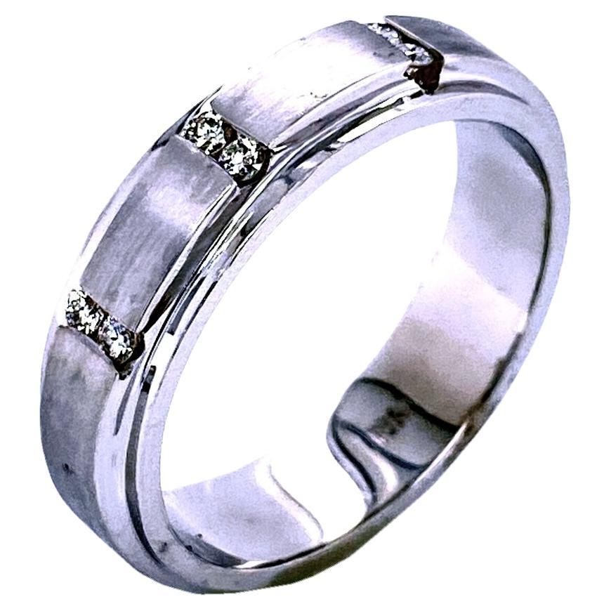 0.18 Carat Channel Set Diamond 18 Karat Gents Ring For Sale