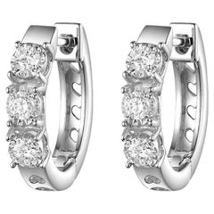 0.18 Carat Diamond Hoop Earrings in 14 Karat White Gold