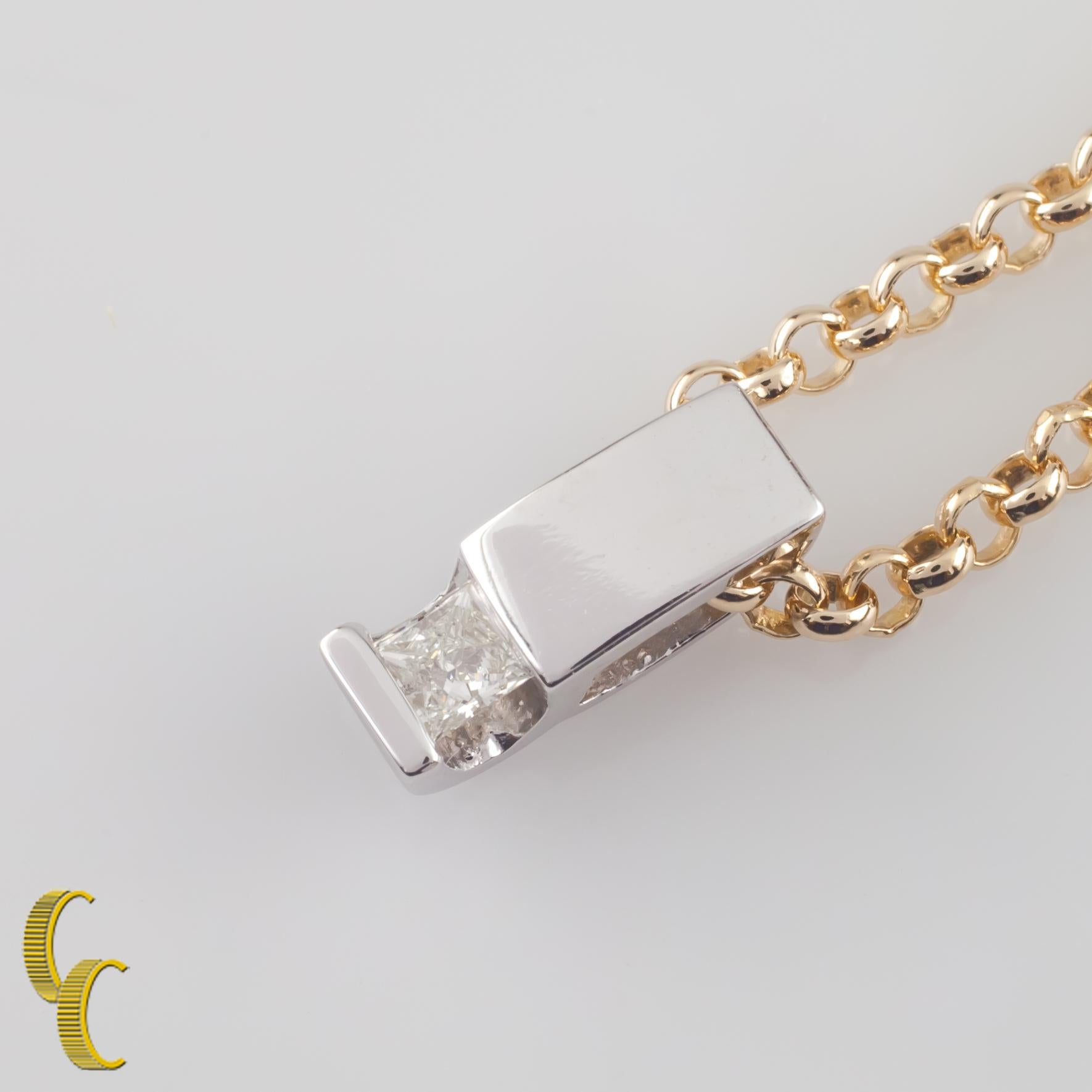 Women's 0.18 Carat Diamond Solitaire Diamond Pendant in Two-Tone Gold with Chain