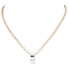0.18 Carat Diamond Solitaire Diamond Pendant in Two-Tone Gold with Chain