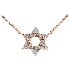 0.18 Carat Diamond Star of David Pendant Necklace in 14 Karat Rose Gold