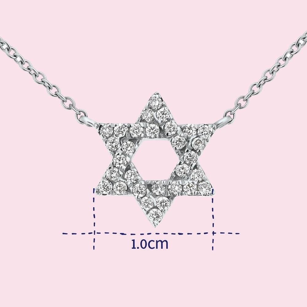 Round Cut 0.18 Carat Diamond Star of David Pendant Necklace in 14 Karat White Gold For Sale