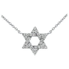 0.18 Carat Diamond Star of David Pendant Necklace in 14 Karat White Gold