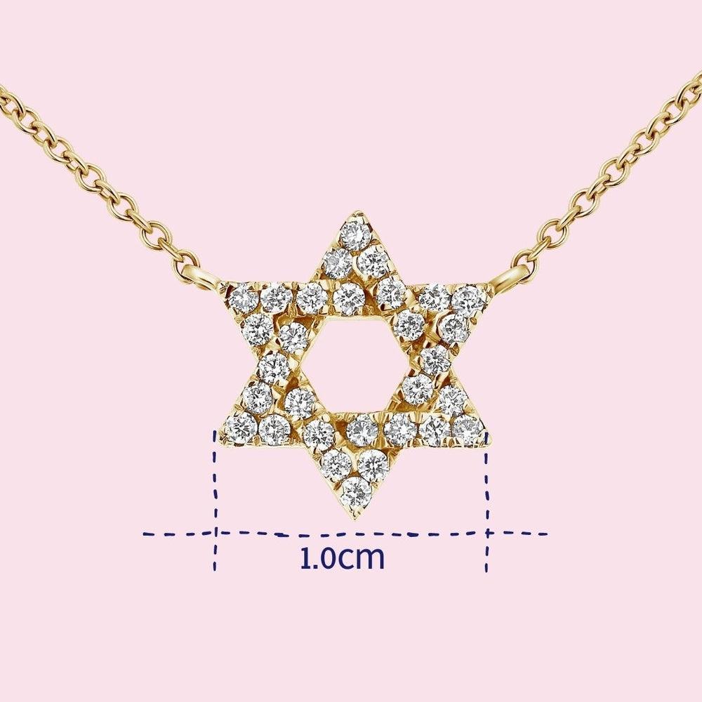 0,18 Karat Diamant-Halskette mit Davidstern-Anhänger aus 14 Karat Gelbgold im Zustand „Neu“ im Angebot in Ramatgan, IL