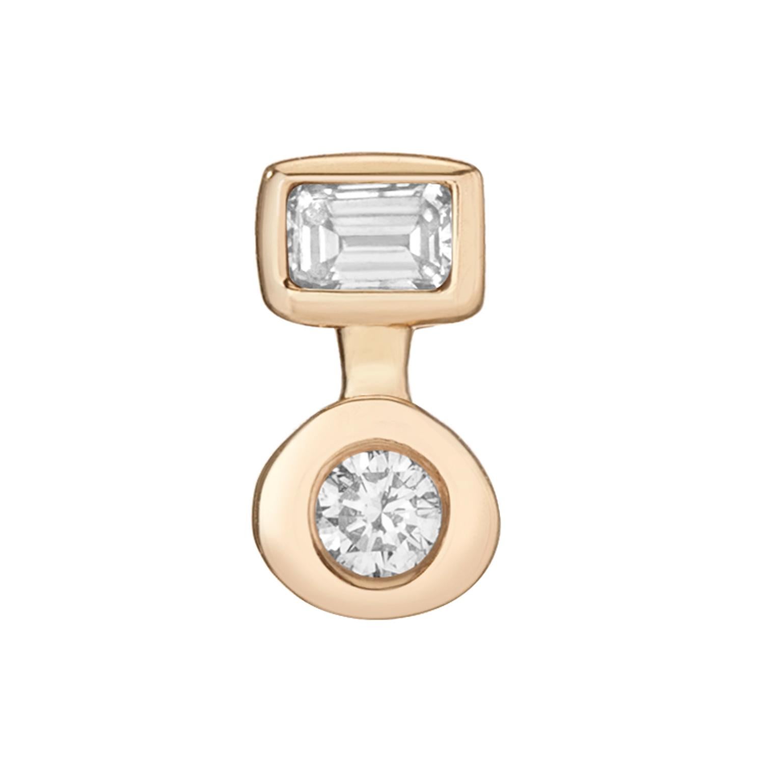 Contemporain Clous d'oreilles en diamants taille émeraude de 0,18 carat et diamants ronds de 0,20 carat en vente