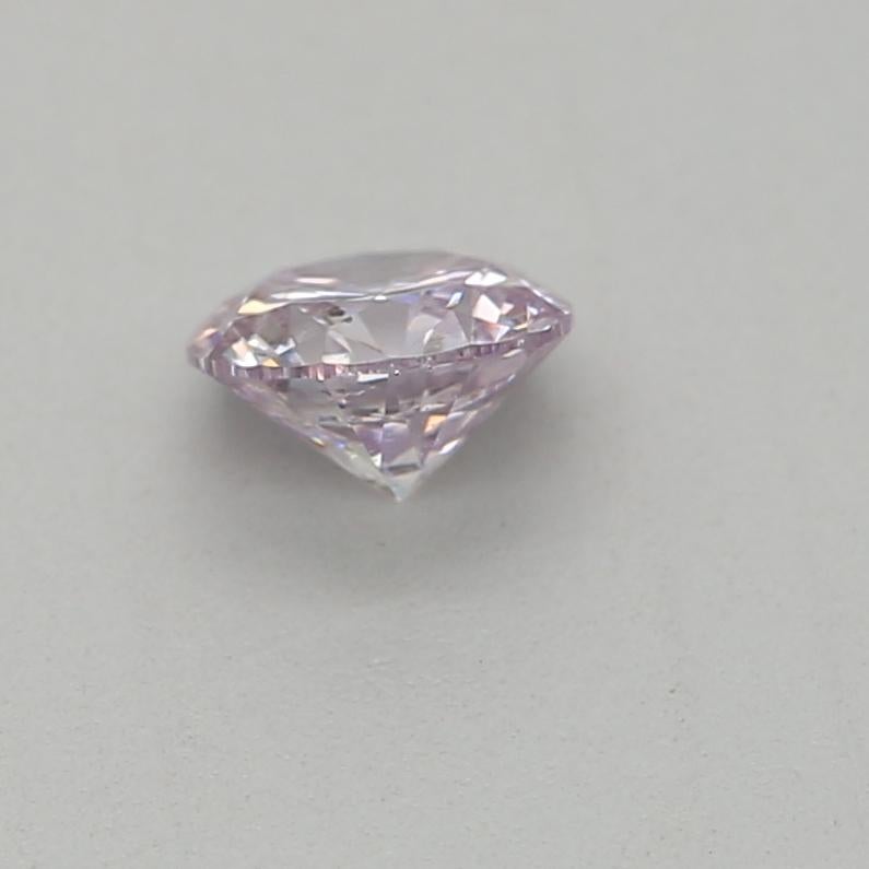Women's or Men's 0.18 Carat Fancy Light Pinkish Purple Round Cut Diamond GIA Certified For Sale