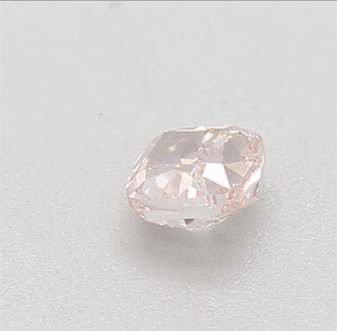 0.18 Carat Fancy Orangy Pink Cushion cut diamond SI1 Clarity GIA Certified For Sale 1