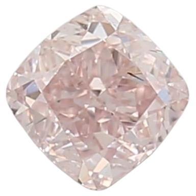 0.18 Carat Fancy Orangy Pink Cushion cut diamond SI1 Clarity GIA Certified For Sale