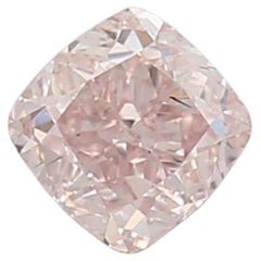 0.18 Carat Fancy Orangy Pink Cushion cut diamond SI1 Clarity GIA Certified