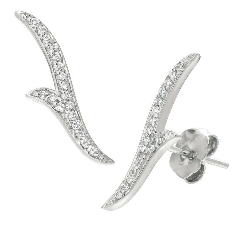 0.18 Carat Natural Diamond Earrings G-H SI Set in 14K White Gold For Sale