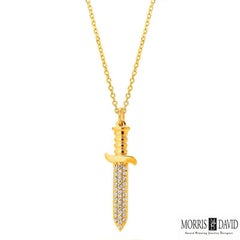 0.18 Carat Natural Diamond Sword Necklace 14 Karat White Gold G SI