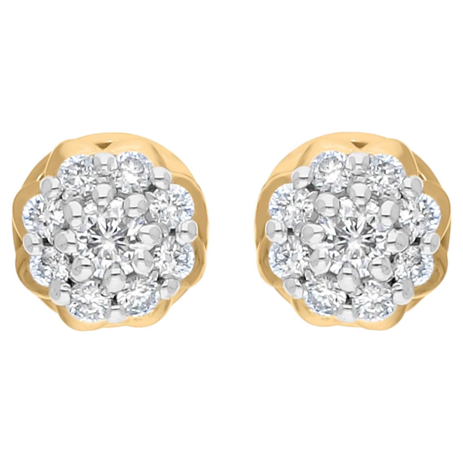 Pendientes de diamantes de 0,18 quilates, pureza SI y color HI, en oro blanco y amarillo de 10 quilates