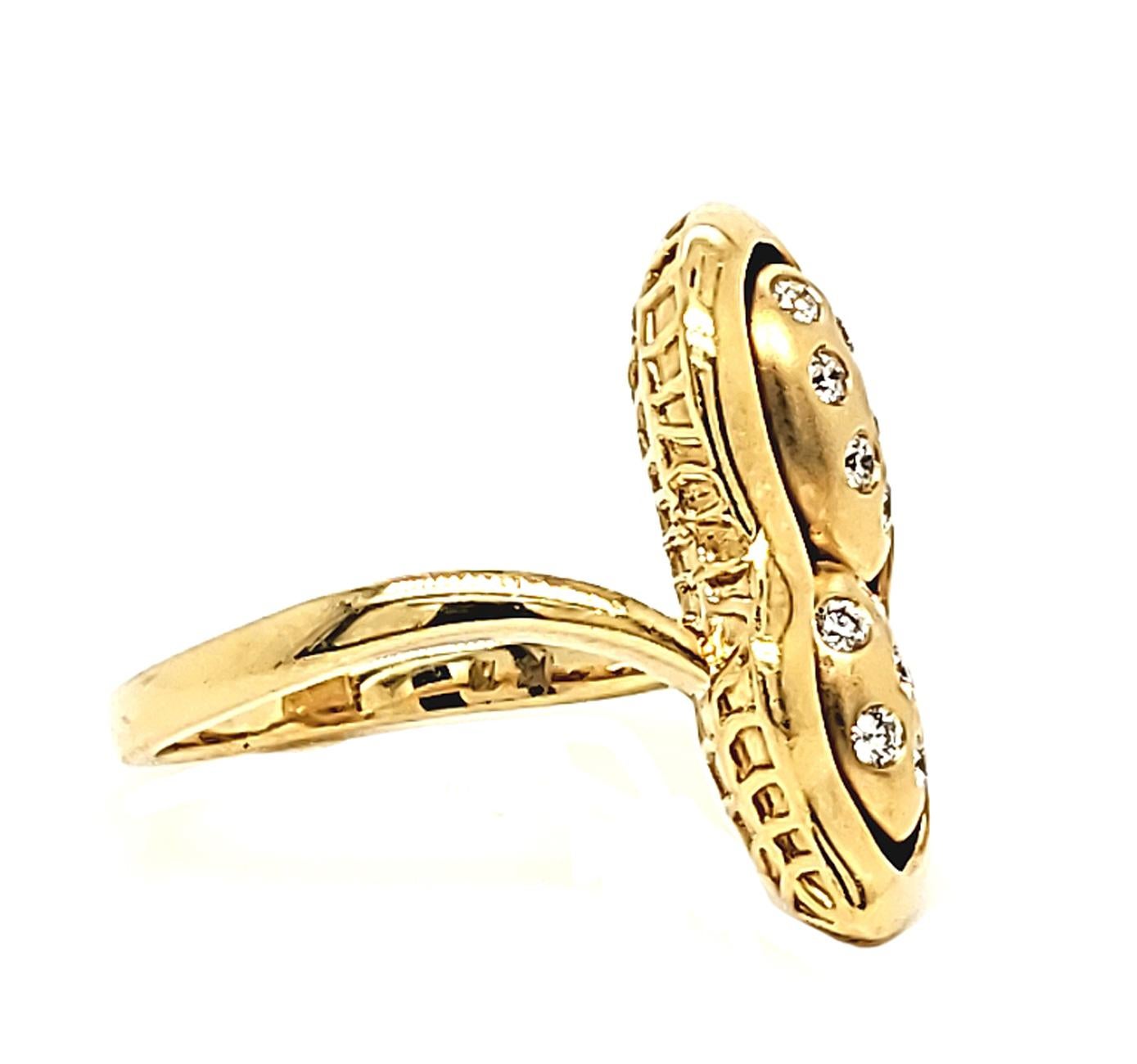 Contemporary 0.18 Carat White Diamond Peanut Design Yellow Gold Fashion Ring