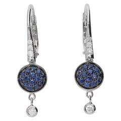 0.18 Carat White GVS Diamond 0.47 Carat Blu Sapphires Earrings
