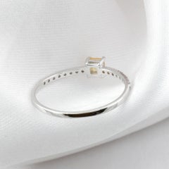 0.18 Carat Yellow Sapphire 0.11 Carat SI/H Diamond Ring 10 Karat White Gold