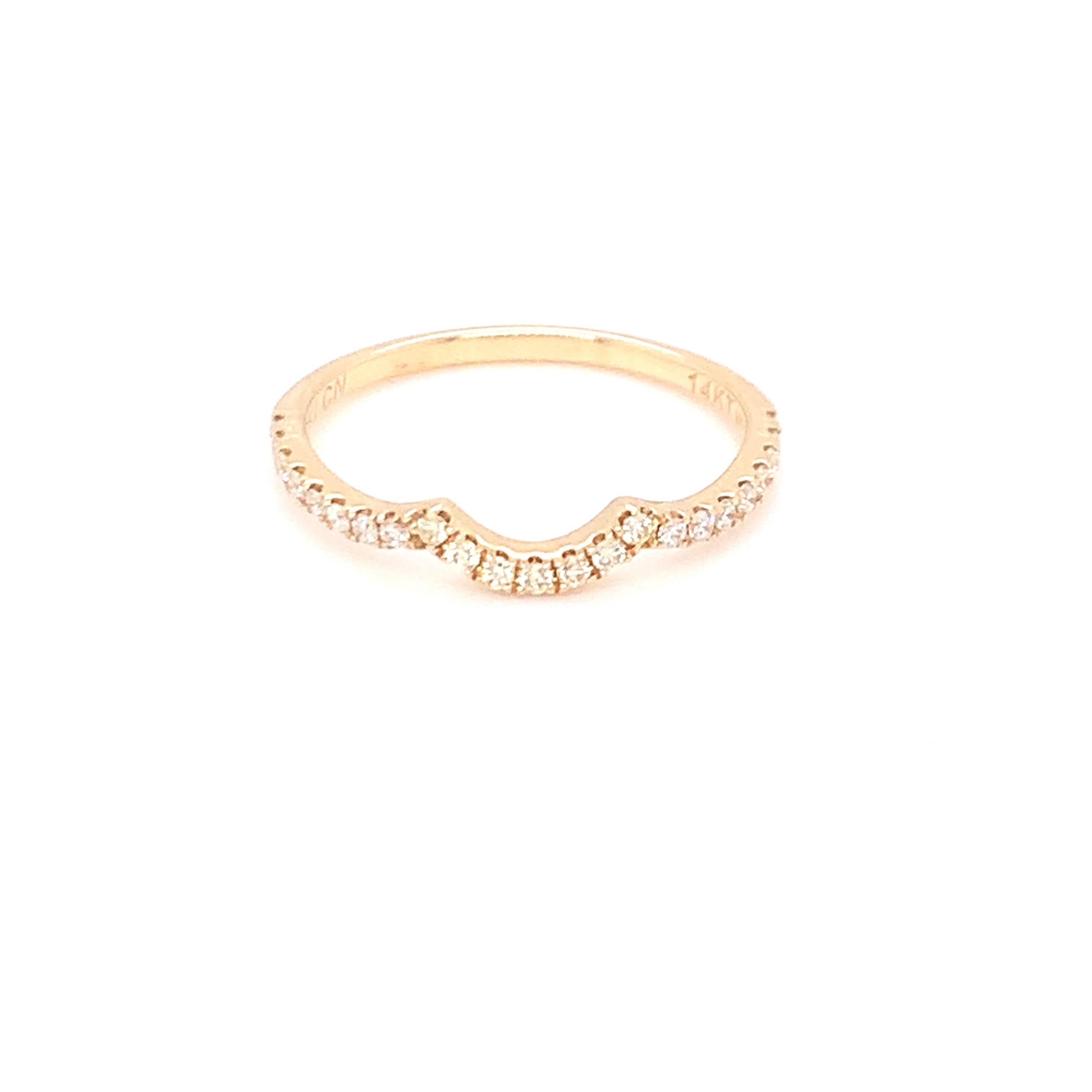 0.18 Carat Yellow & White Diamond Band in 14k Yellow Gold For Sale 8