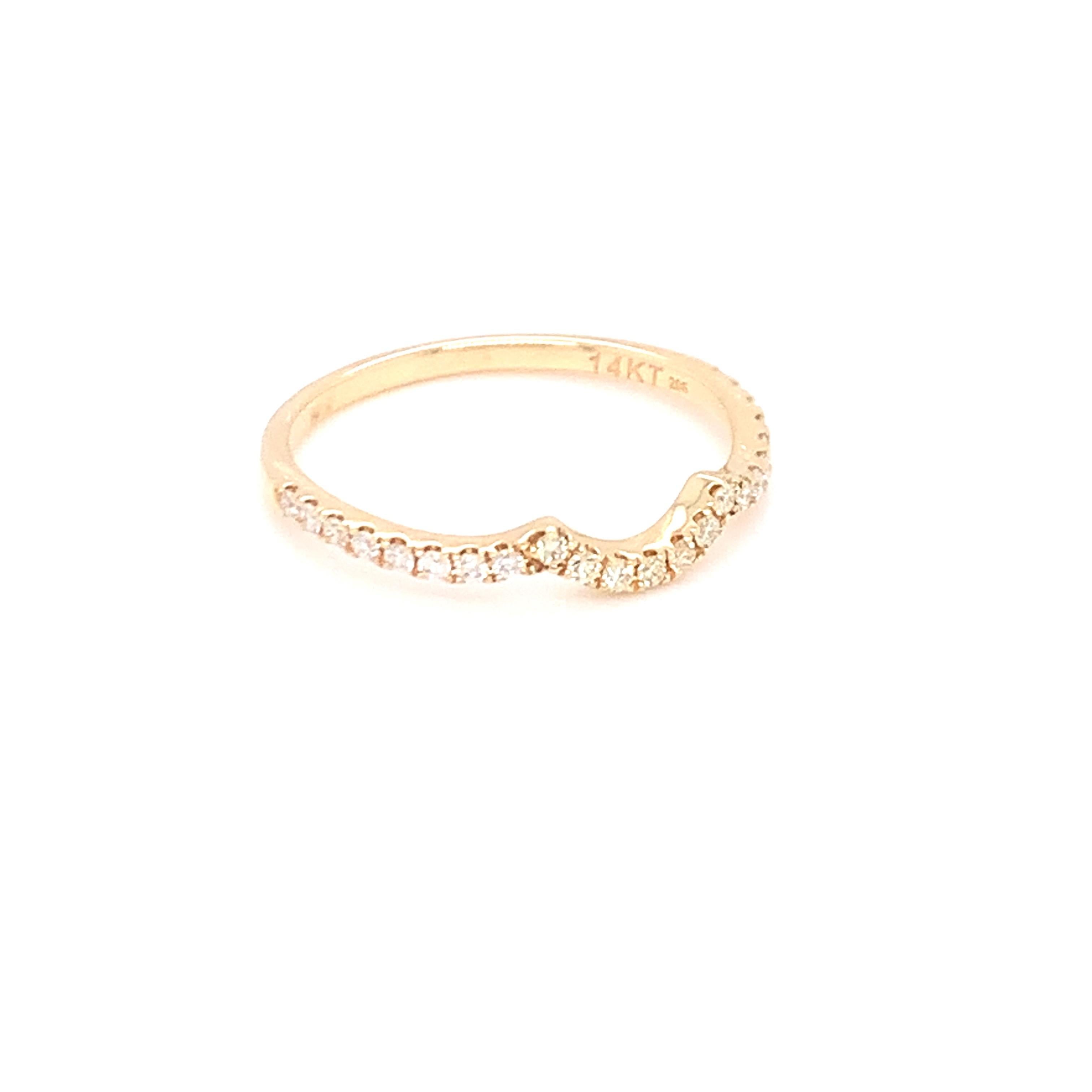 0.18 Carat Yellow & White Diamond Band in 14k Yellow Gold For Sale 9