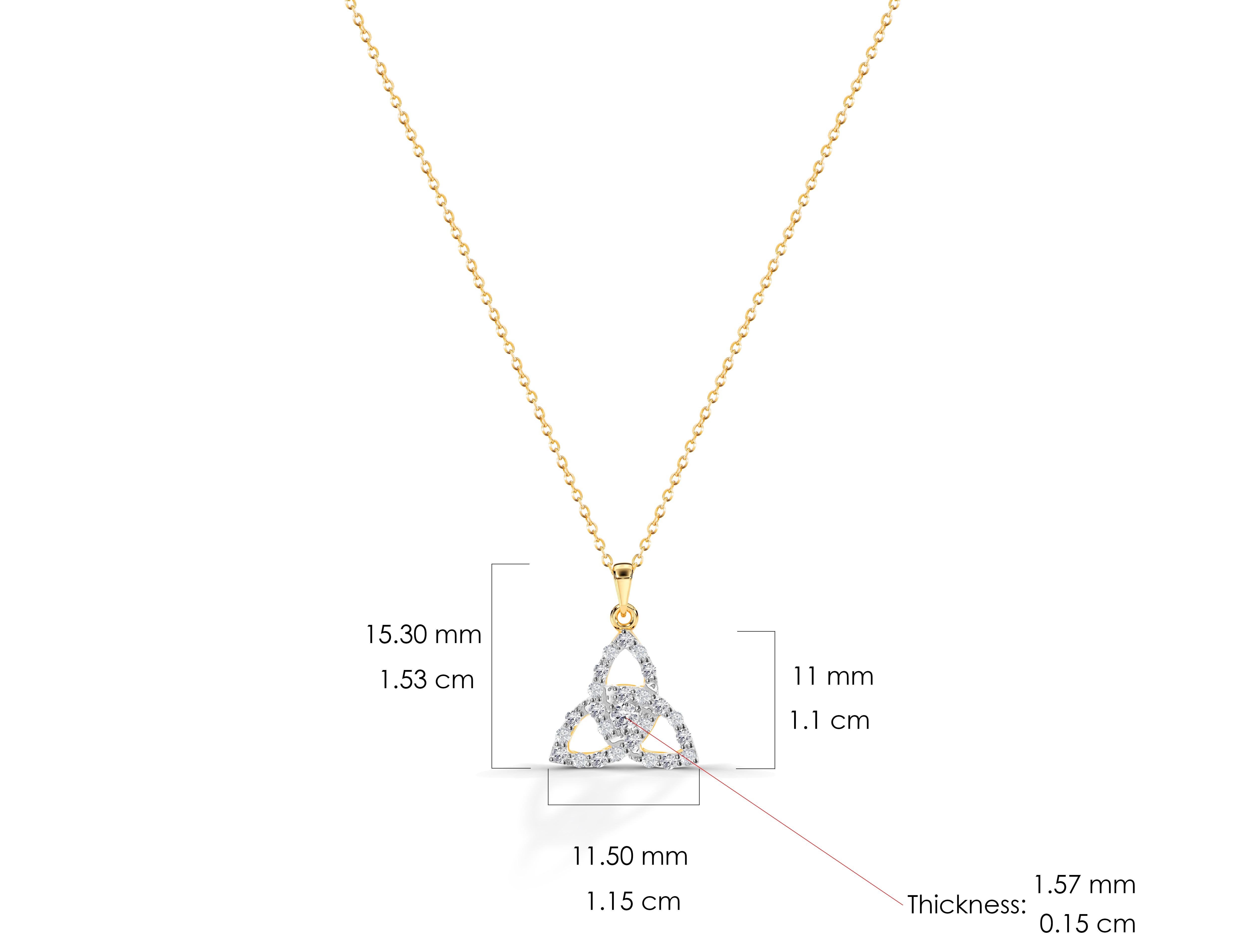 0.18 Ct Diamond Celtic Trinity Knot Necklace in 14K Gold In New Condition For Sale In Bangkok, TH