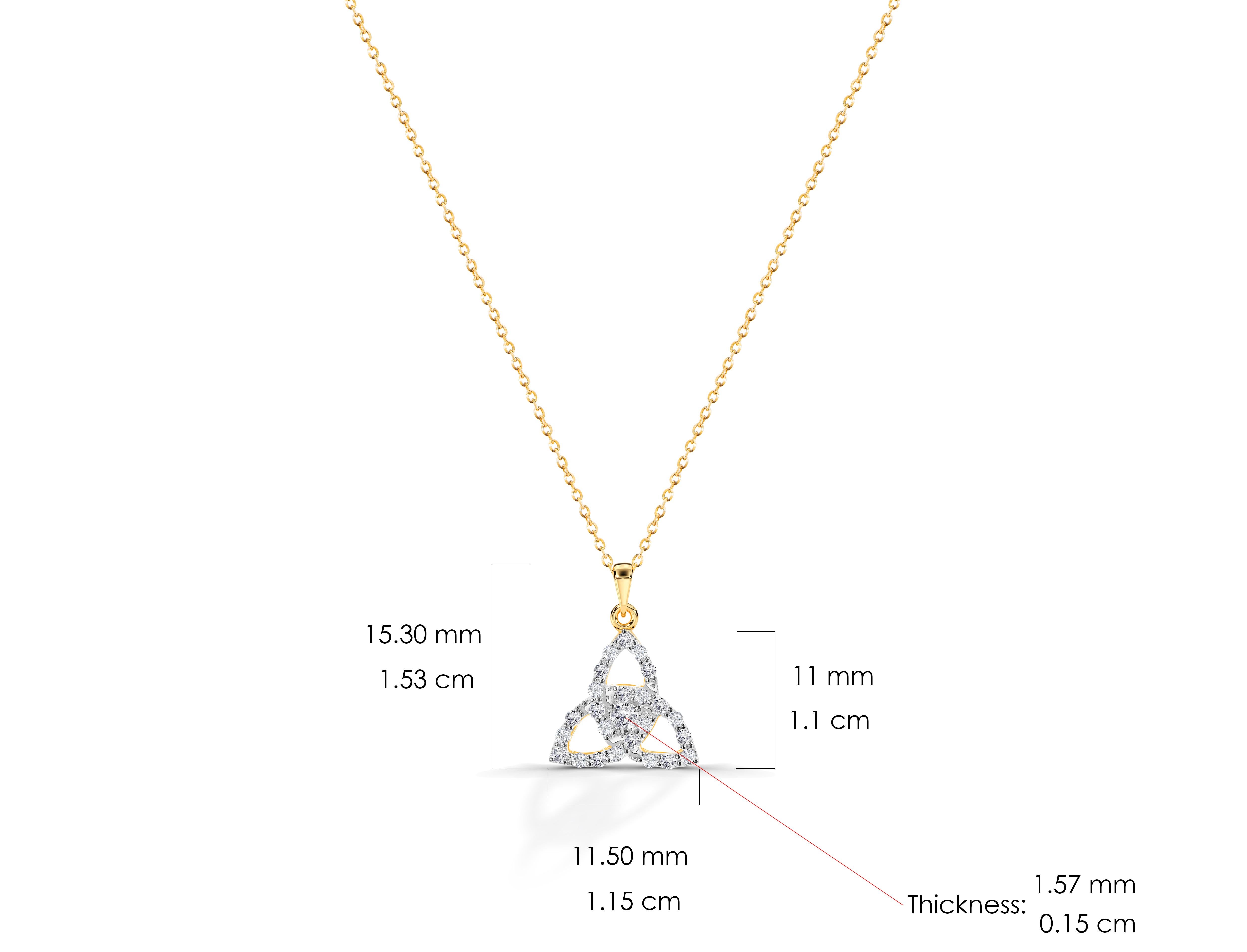 Collana con nodo celtico a trinità con diamante da 0,18 carati in oro 14K in vendita 2