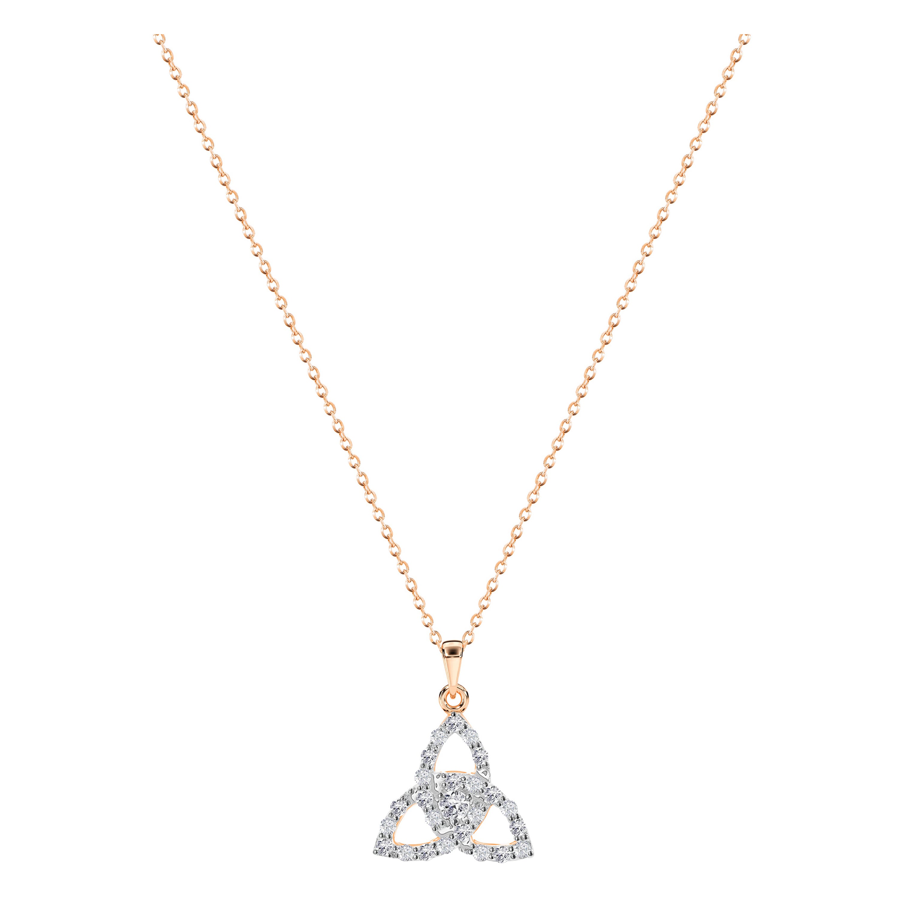 0,18 Karat Diamant Celtic Trinity Knot Halskette aus 14 Karat Gold