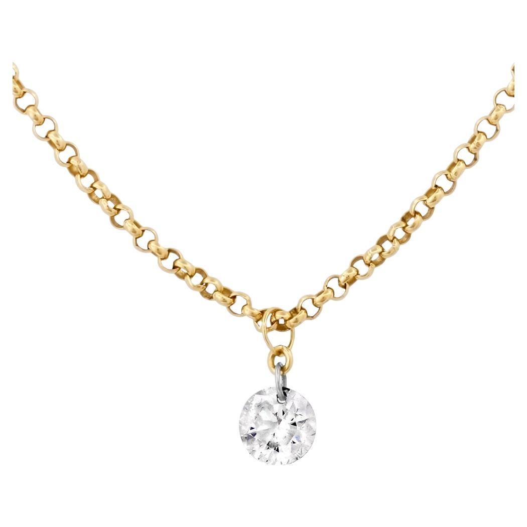 Bavna 0.18 Cts. White Floating Diamond Hanging Station Necklace in 18KT Gold For Sale
