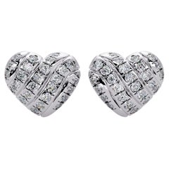 0.18 CTW Pavé Diamond Heart Stud Earrings in 14K Gold, SI+ Natural Diamonds
