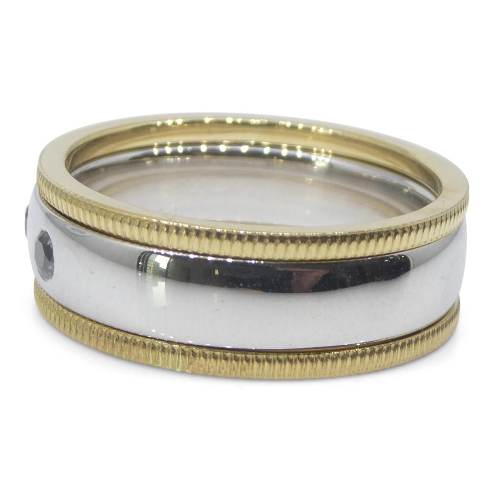 0.18ct Black Diamond Stacker Rings set in 18k White and Yellow Gold For Sale 4