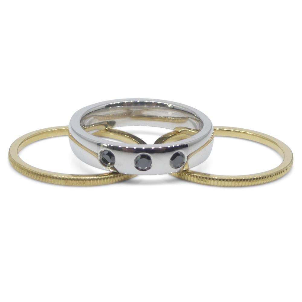 0.18ct Black Diamond Stacker Rings set in 18k White and Yellow Gold For Sale 6