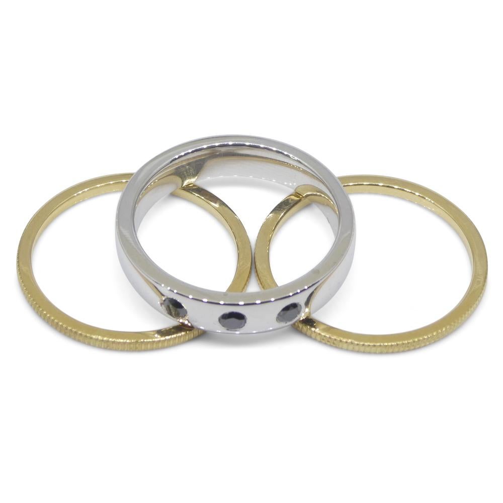 0.18ct Black Diamond Stacker Rings set in 18k White and Yellow Gold For Sale 7