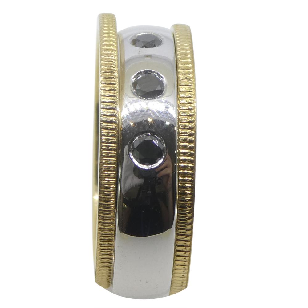 0.18ct Black Diamond Stacker Rings set in 18k White and Yellow Gold In New Condition For Sale In Toronto, Ontario