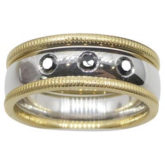 0,18 Karat Schwarzer Diamant-Stacker-Ring aus 18 Karat Weiß- und Gelbgold