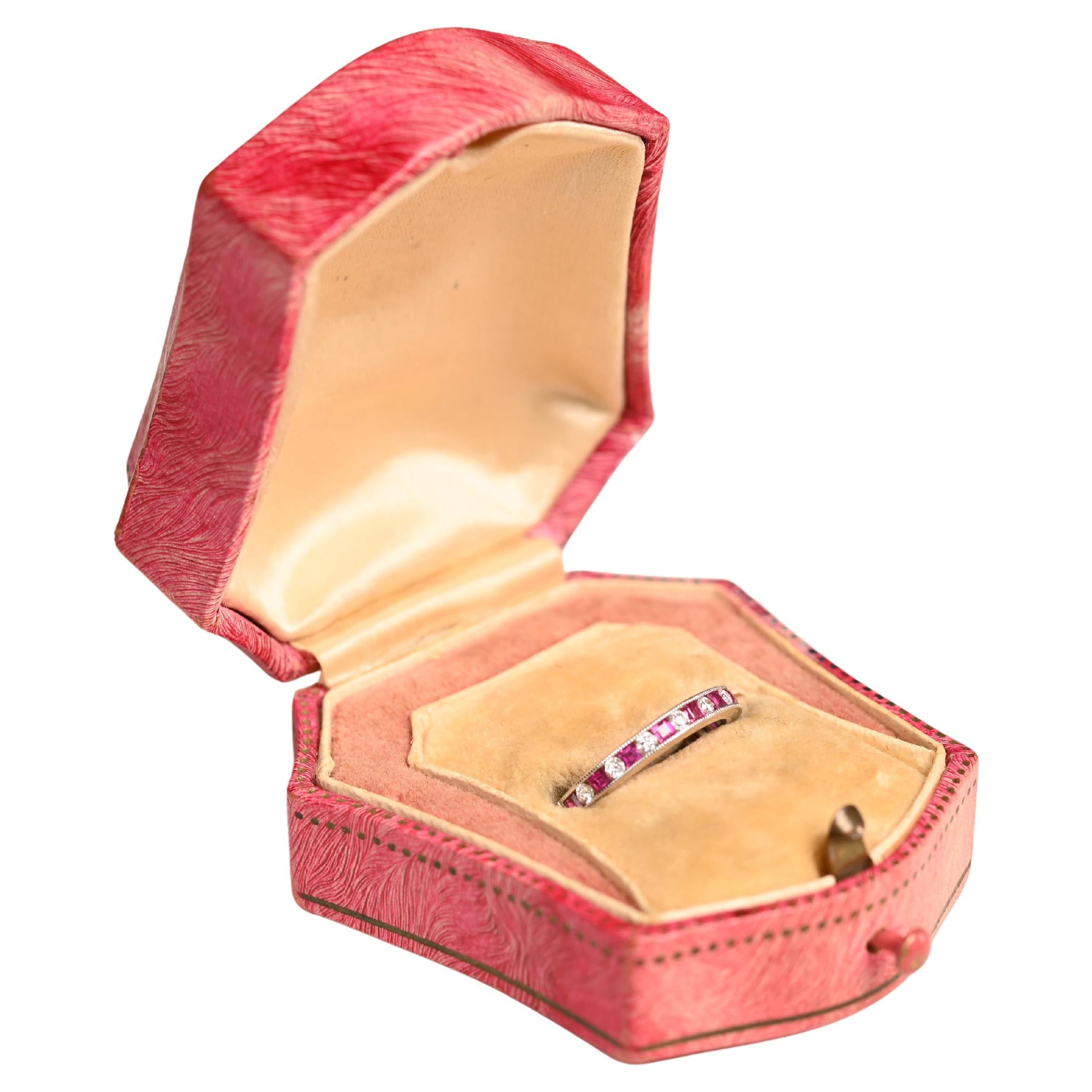 Diamond (Approx 0.10-Carats) & Natural Ruby (Approx 0.40-Carats) Band White Gold