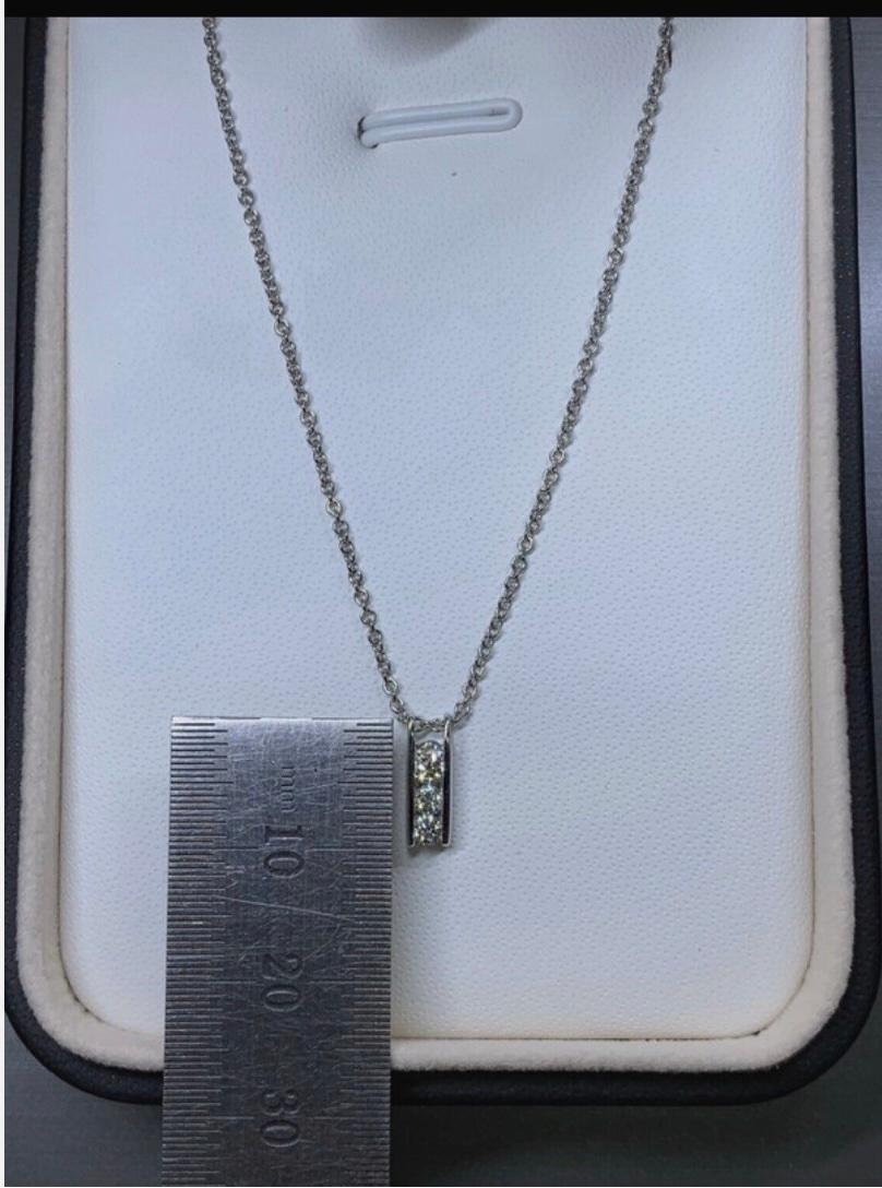Art Deco 0.18ct Diamond Chunky Solitaire Pendant Necklace 14ct White Gold For Sale