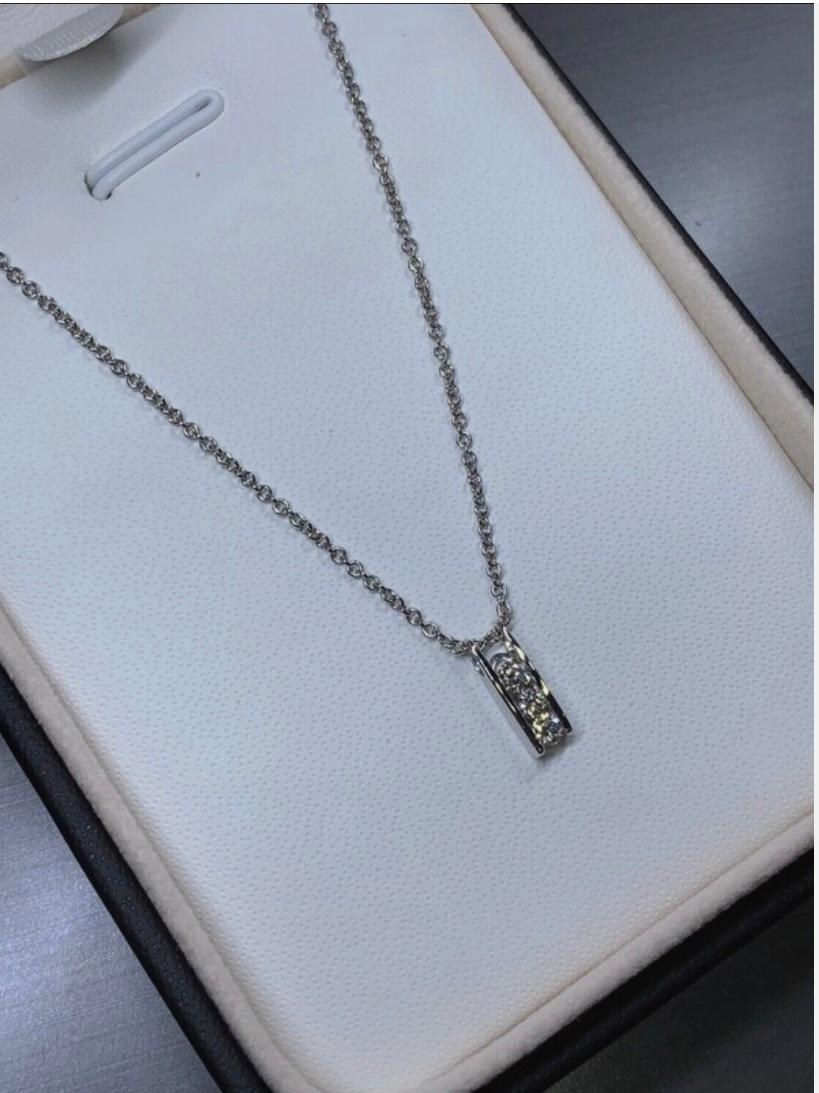 0.18ct Diamond Chunky Solitaire Pendant Necklace 14ct White Gold In New Condition For Sale In London, GB