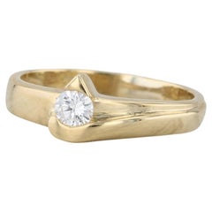 0.18ct Round Diamond Solitaire Ring 18k Yellow Gold Bypass Size 4