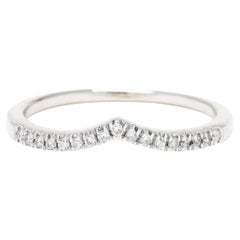 Retro 0.18ctw Curved Diamond Wedding Band, 10k White Gold, Ring, Diamond V Ring