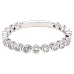 Anillo de banda con círculos de diamantes de 0,18 ctw, oro blanco de 14 quilates, tamaño del anillo 5,5