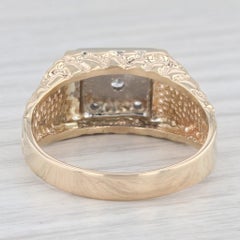 0.18ctw Diamond Cluster Men's Ring 10k Yellow White Gold Size 10.5 Nugget Band
