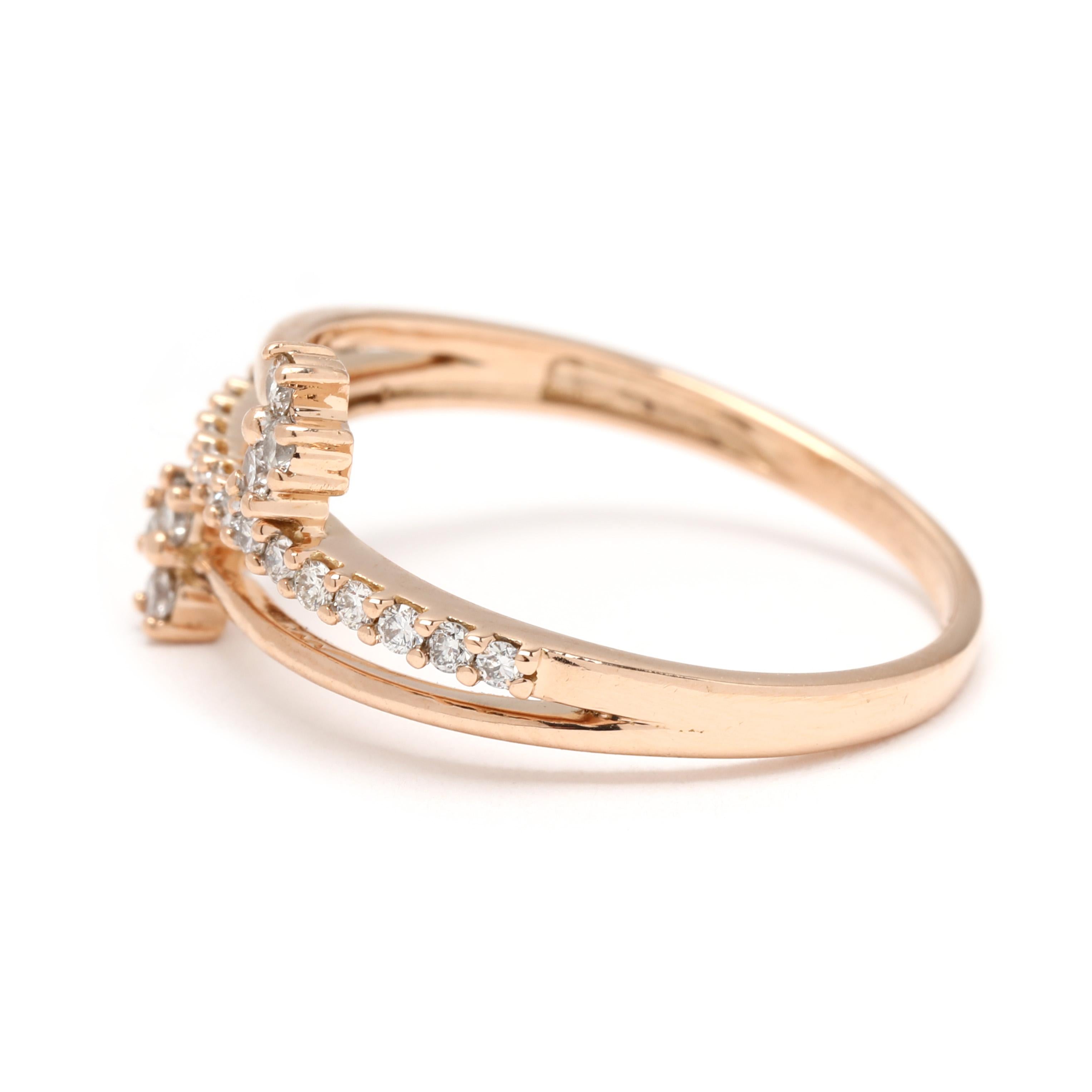 0.18ctw Diamond Crossover Ring, 18k Yellow Gold, Ring Size 5.75 In Good Condition For Sale In McLeansville, NC
