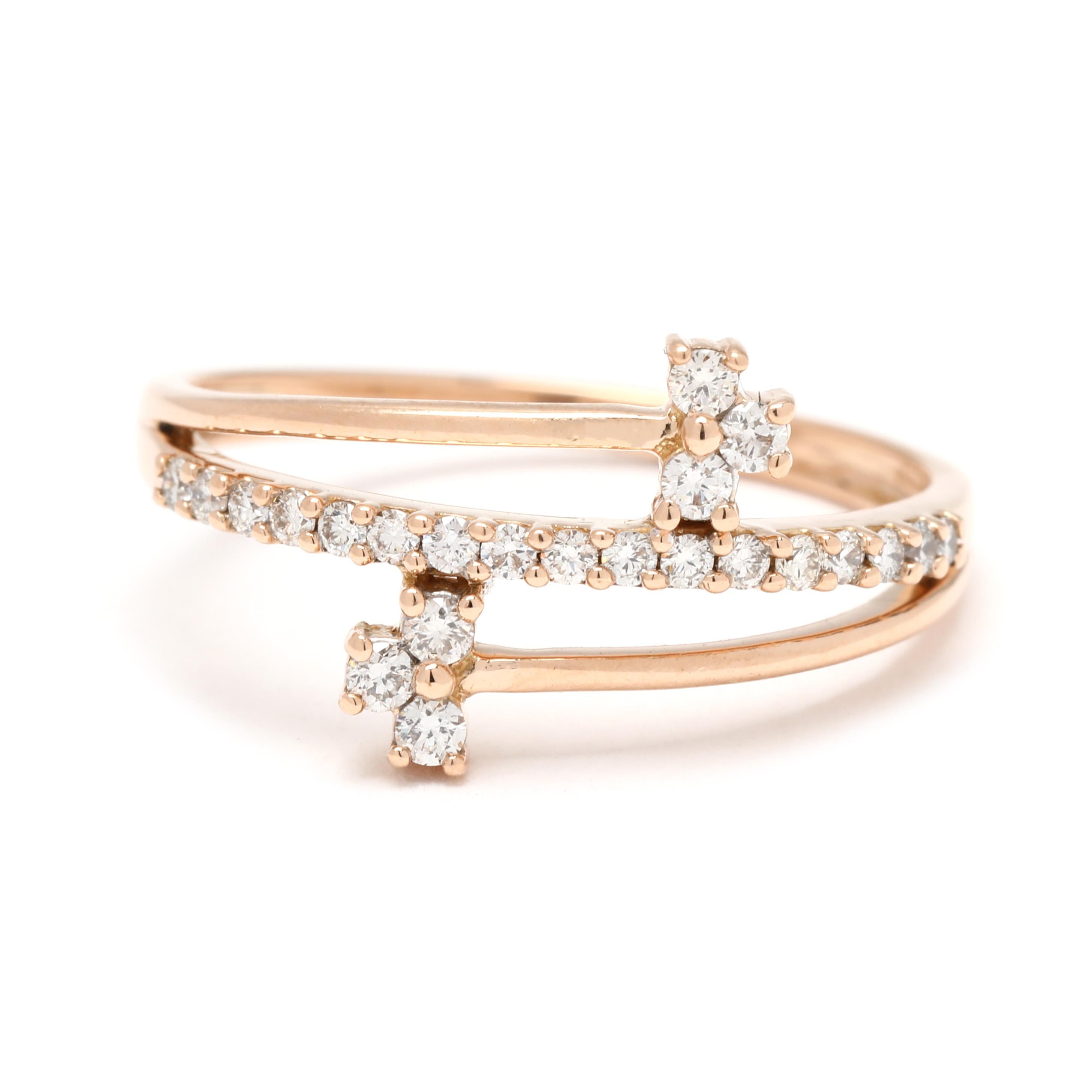 0.18ctw Diamond Crossover Ring, 18k Yellow Gold, Ring Size 5.75