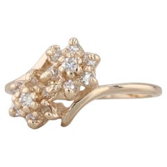 0.18ctw Diamond Flower Cluster Bypass Ring 14k Yellow Gold Size 4.75