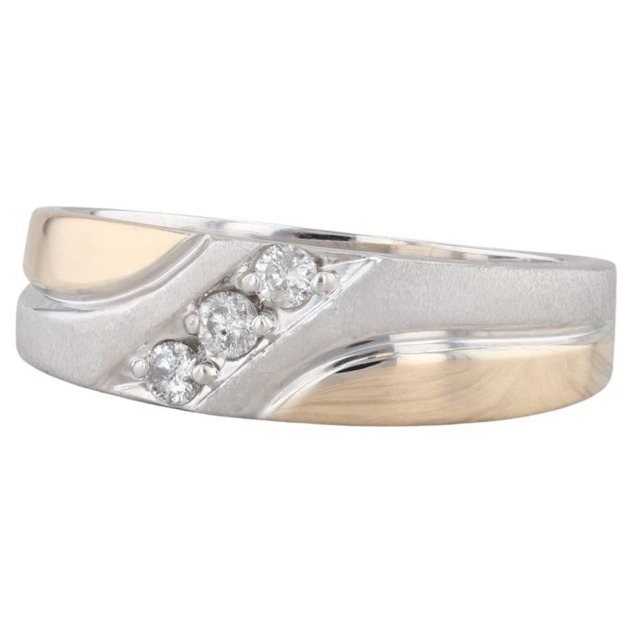 0.18ctw Diamond Men's Ring 14k Yellow White Gold Wedding Band Size 10.25 For Sale