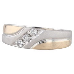0.18ctw Diamond Men's Ring 14k Yellow White Gold Wedding Band Size 10.25